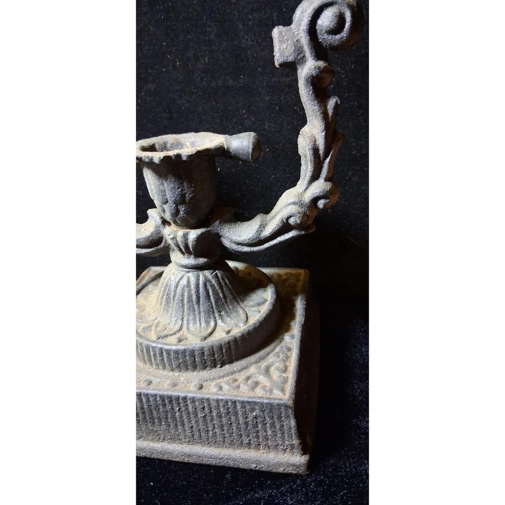 Vintage Wilton Ornate Black Cast Iron Taper Candle Holder Made In USA